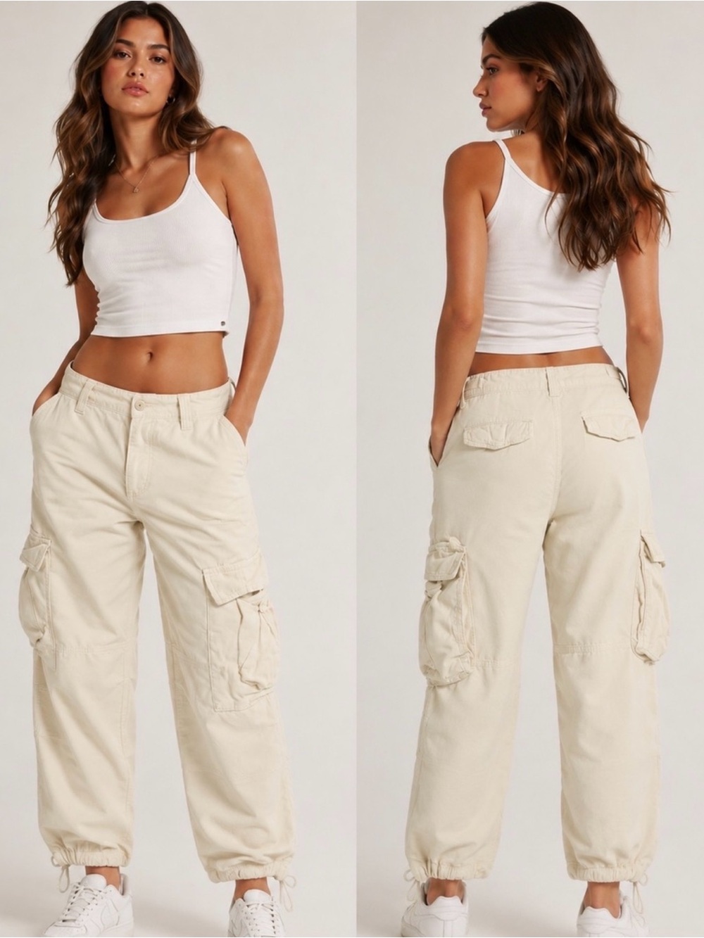 TNA Cream Cargo Track Joggers